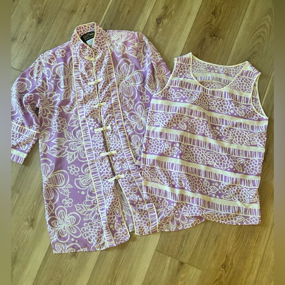 Bob Mackie Wearable Art Silk Blouse Set S - image 1